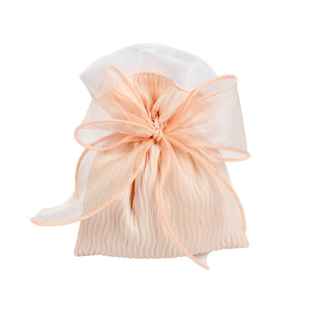 SACCHETTO PLISSE' CON FIOCCO ORGANZA CM10X13H ROSA